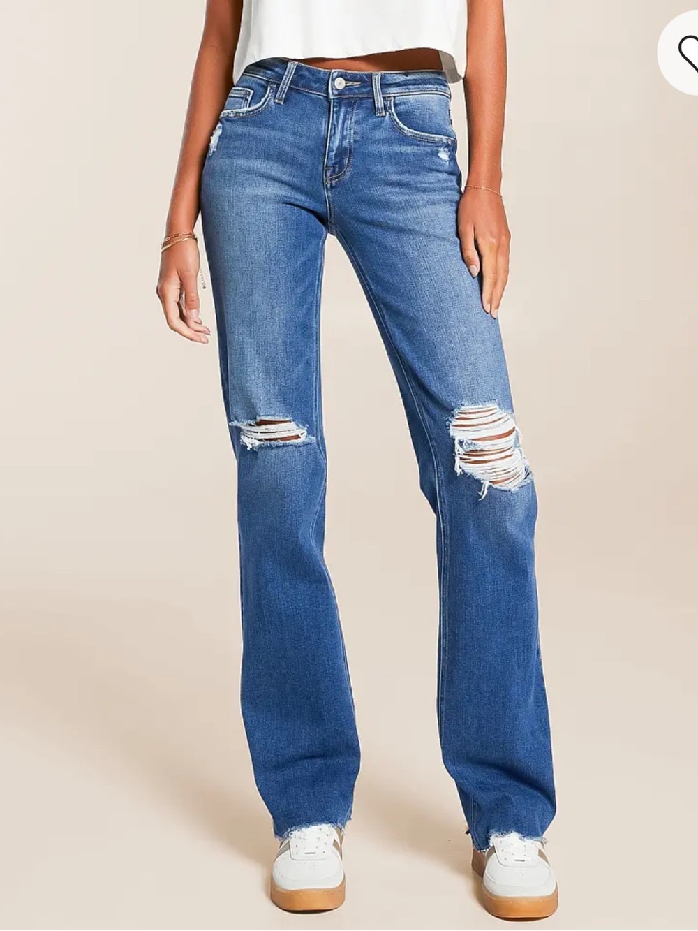 Vervet - Evie Mid-Rise Classic Straight Distressed Jeans